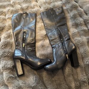 Chic Black Leather Heeled Boots